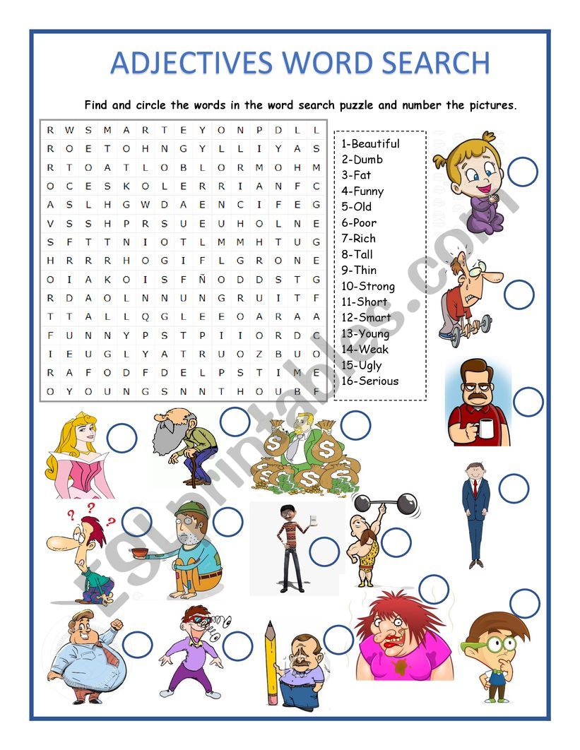 ADJECTIVES WORD SEARCH ESL Worksheet By Marioalejandro