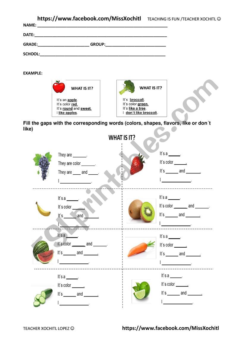 Fruit and Veggie worksheet