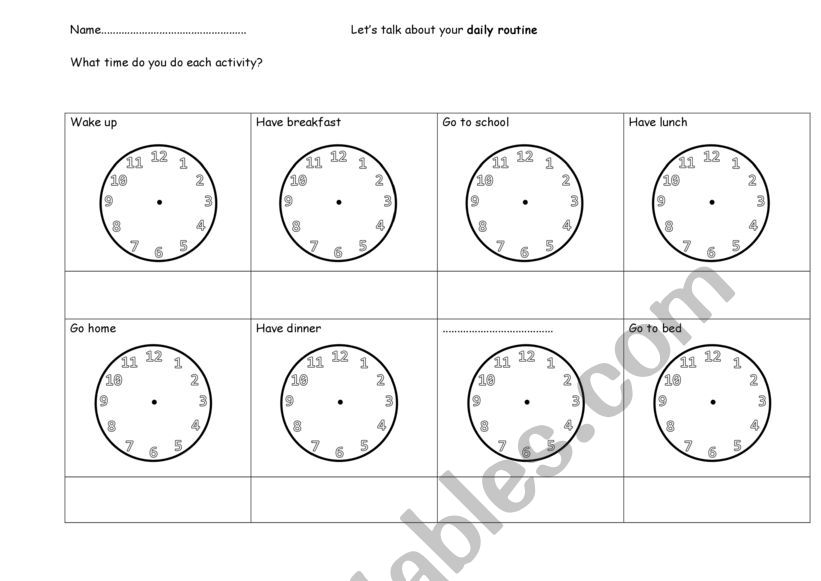 Daily Routine Activities worksheet