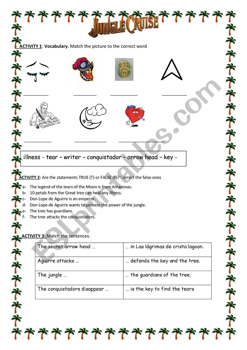 Jungle Cruise activities 1 worksheet