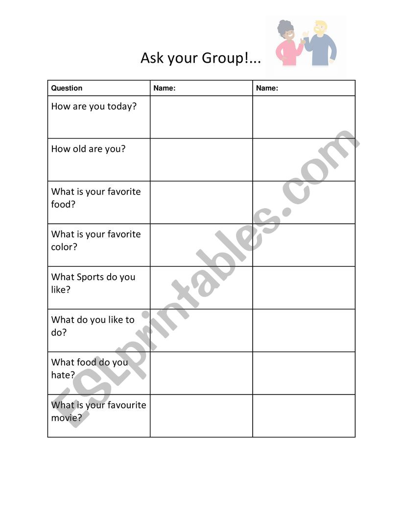 Asking Introduction Questions Activity