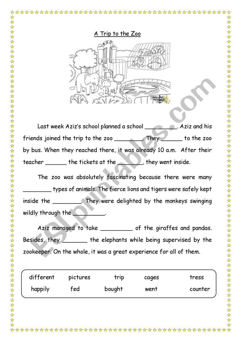 A trip to the zoo worksheet