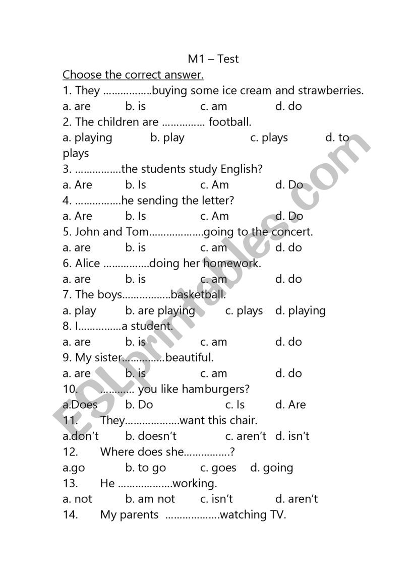 Easy English Test worksheet