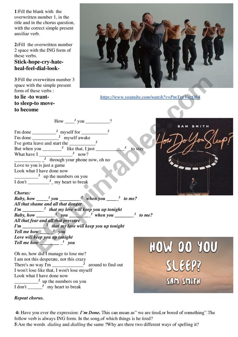 how do you sleep? worksheet