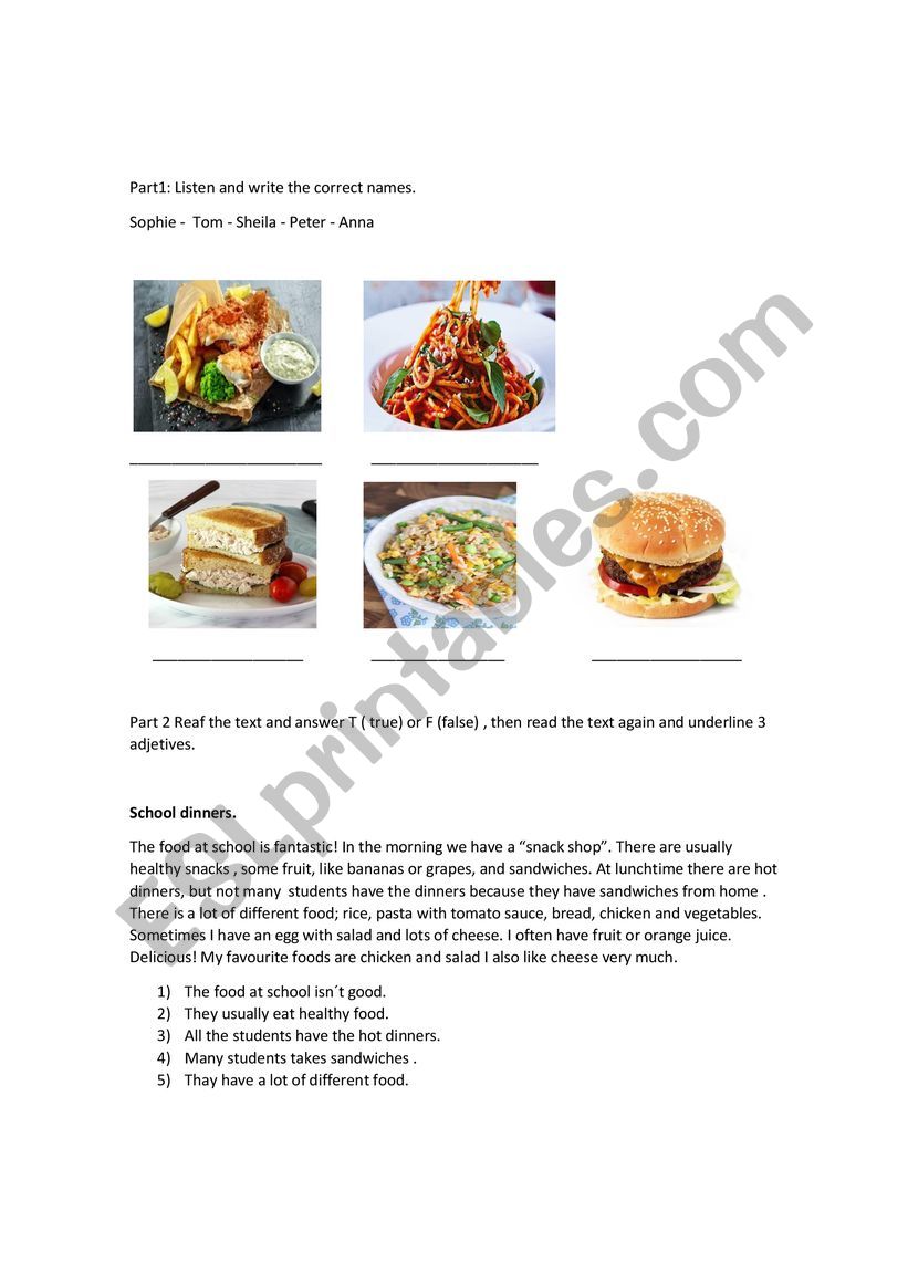 FOODS  worksheet