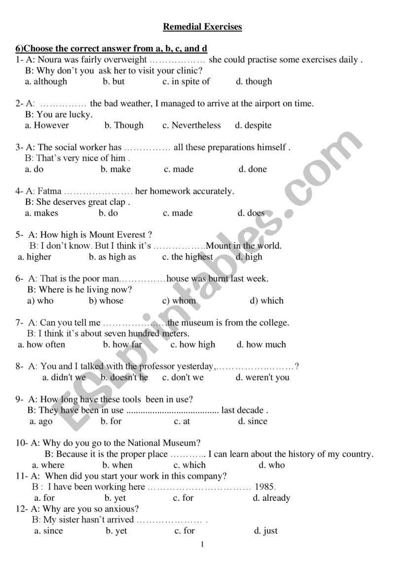 Grammar tasks worksheet