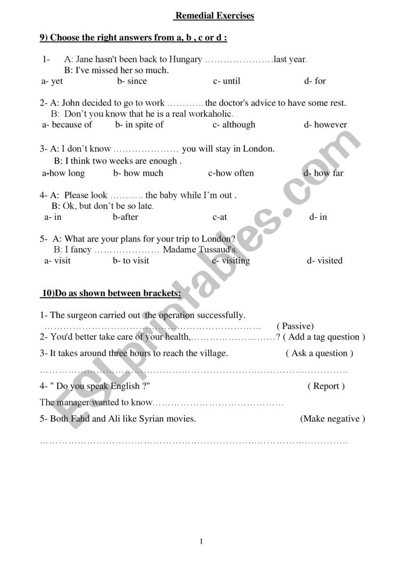 Structure worksheet