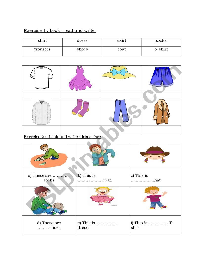 clothes exercise worksheet