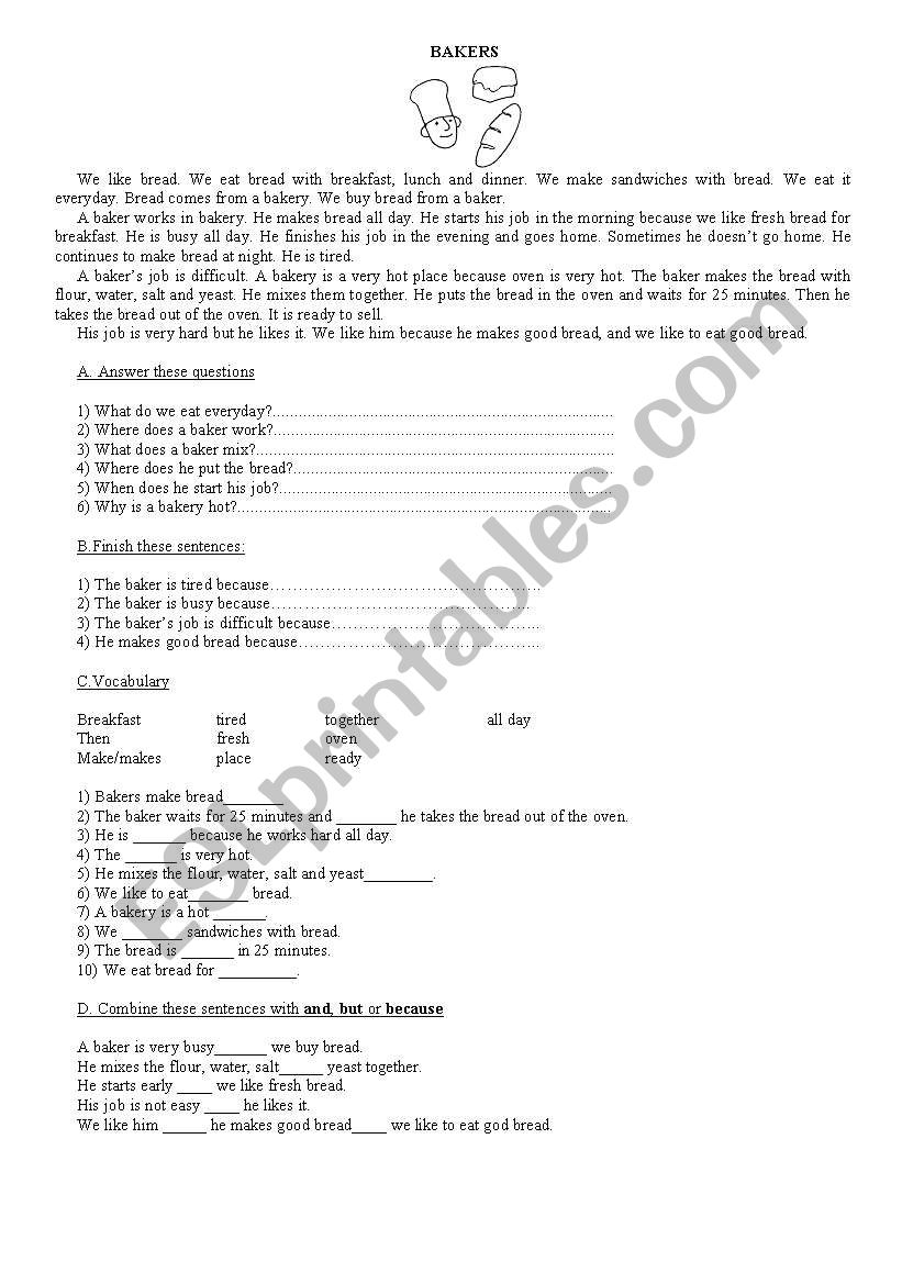 Baker worksheet