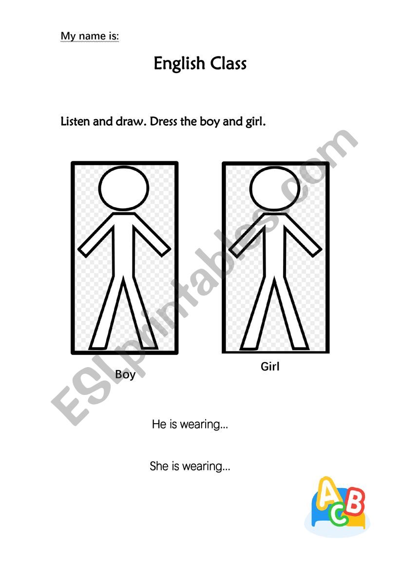 Clothes - Drawing Activity worksheet