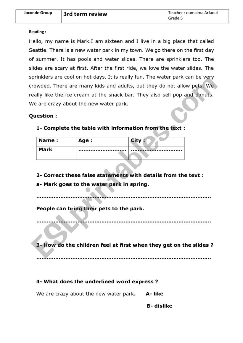 Review G5 worksheet