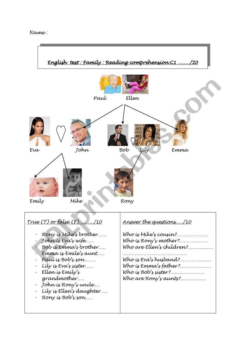 Family worksheet