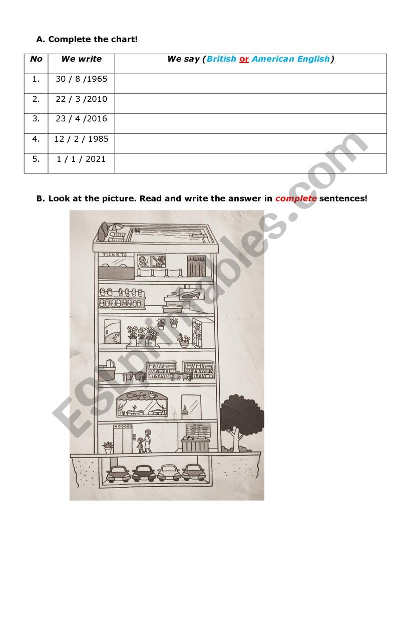 Date and Description worksheet