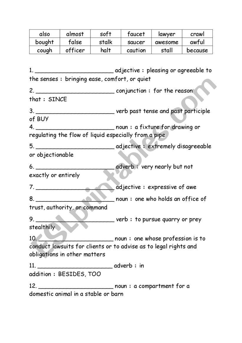 Spelling Words Definitions Grade 4 Week 17