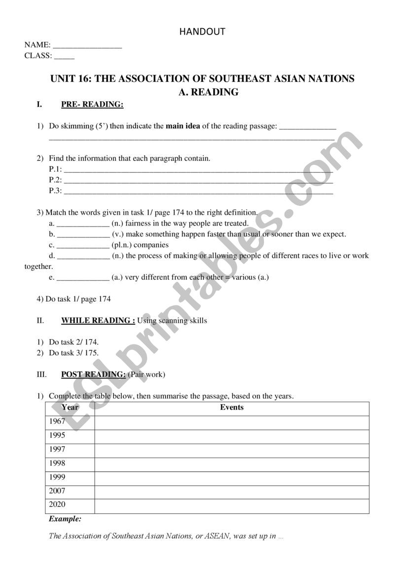 Handout- Unit 6 English 12 worksheet
