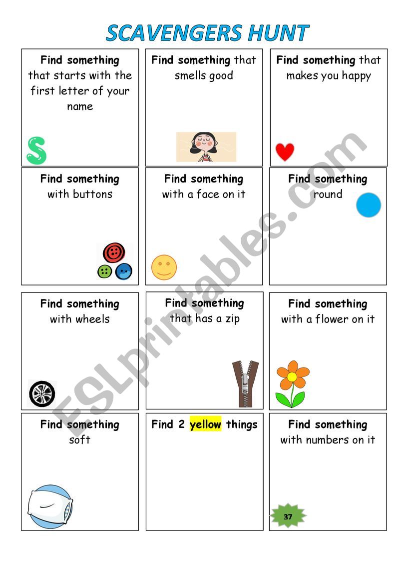 Indoor Scavengers Hunt worksheet