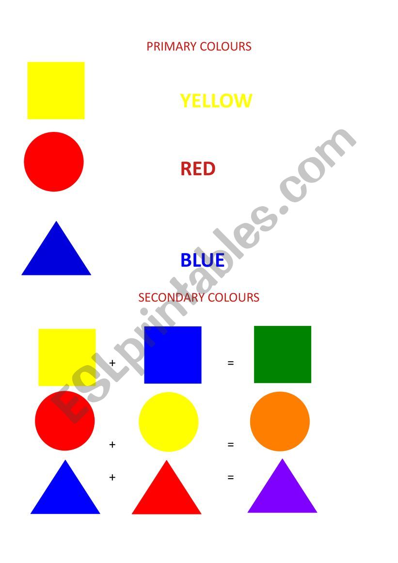 Primary and secondary colours and shapes