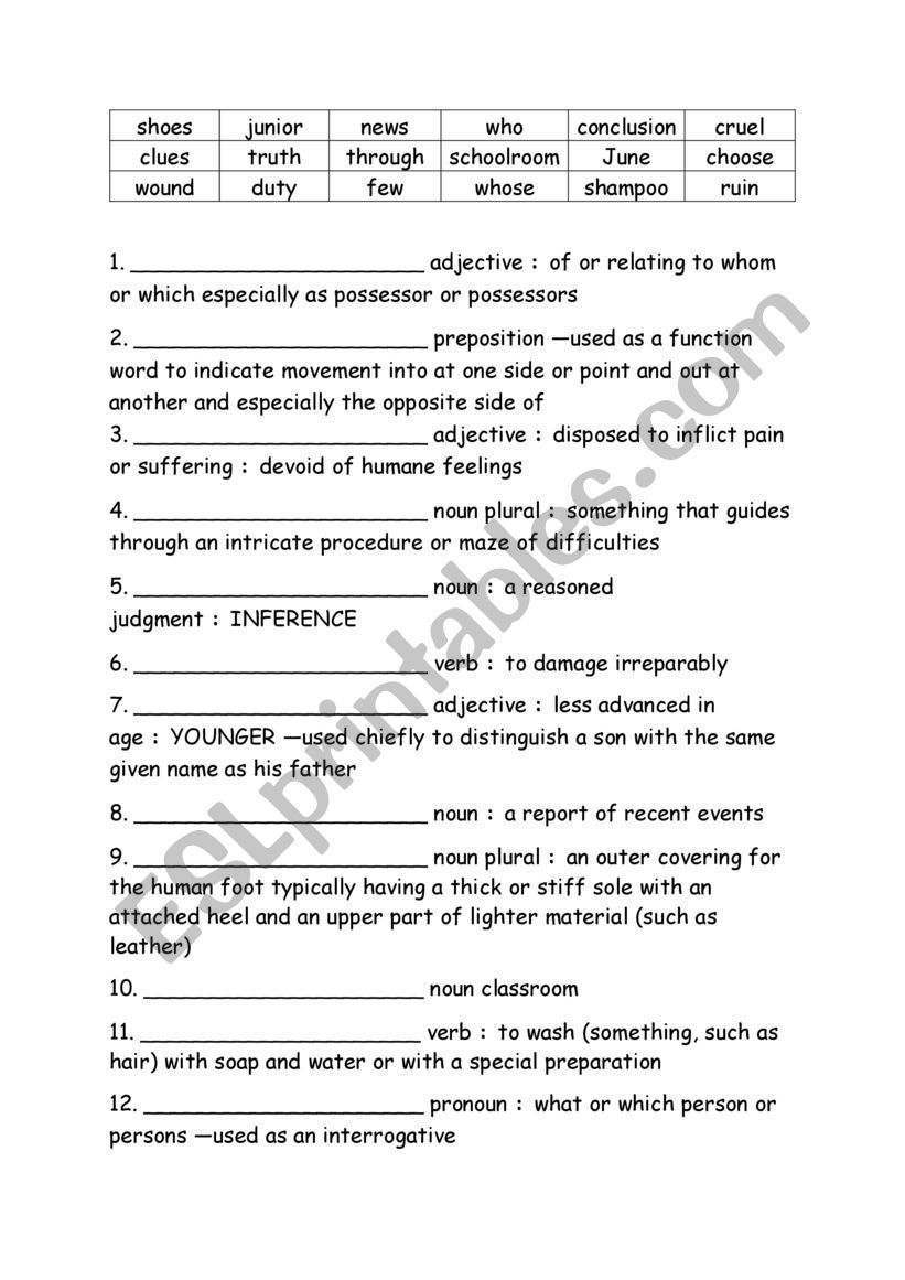 Spelling Words Definitions Grade 4 Week 19