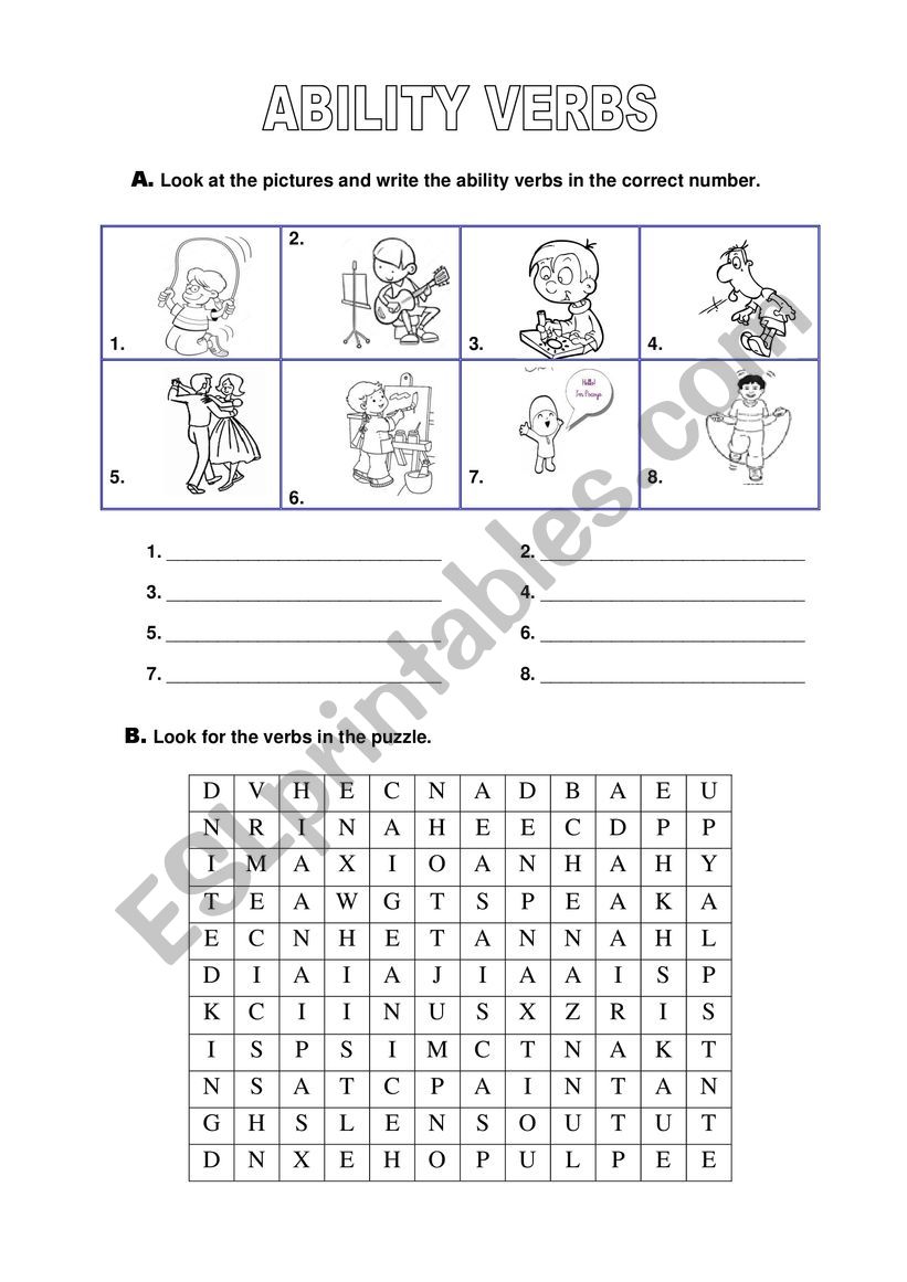 ACTION VERBS worksheet