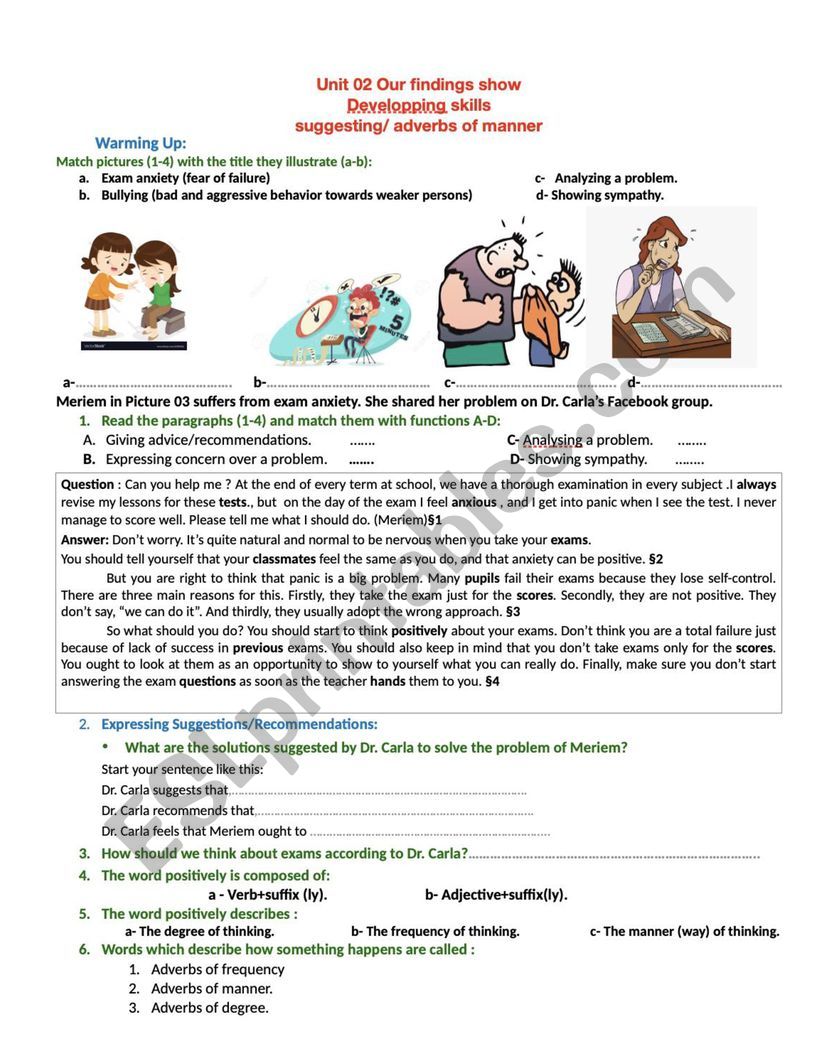 adverbs of manner worksheet