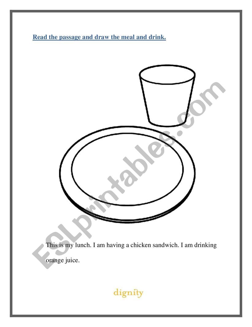 Draw the food worksheet