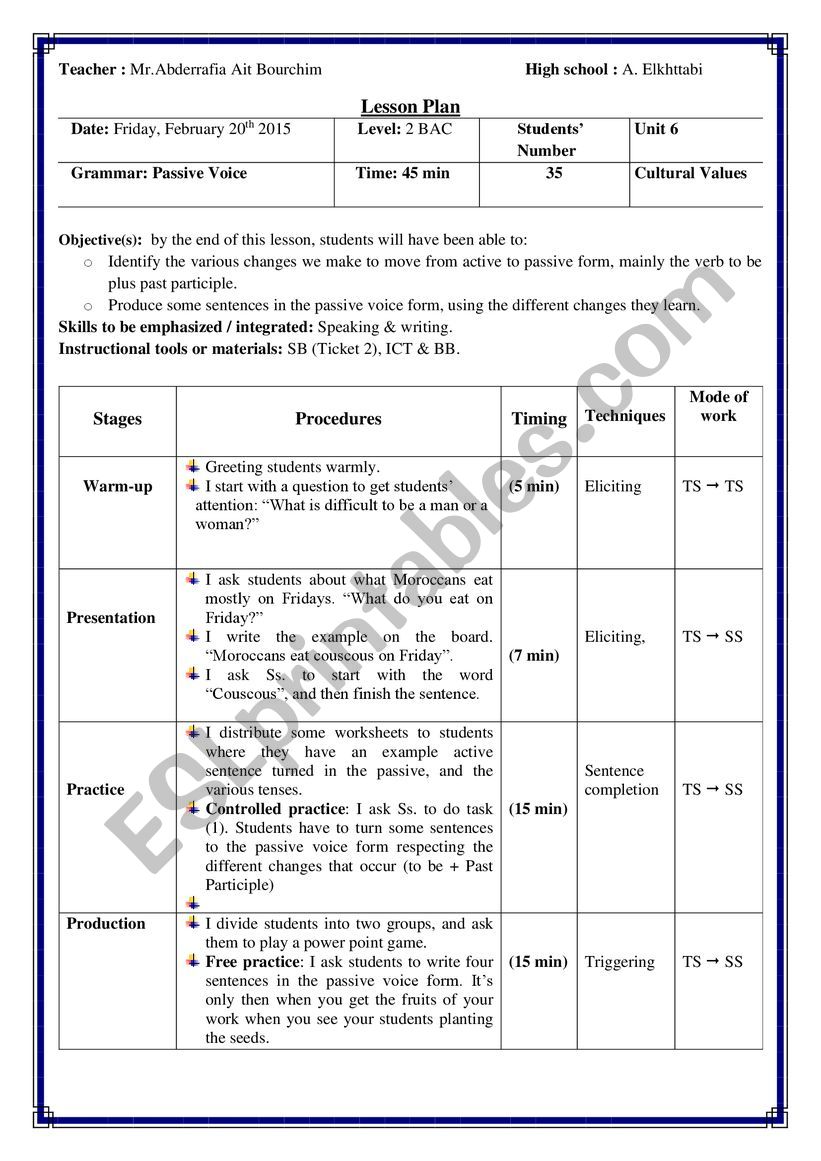 Passive Voice  worksheet