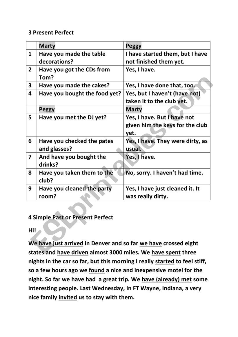 Grammar table worksheet