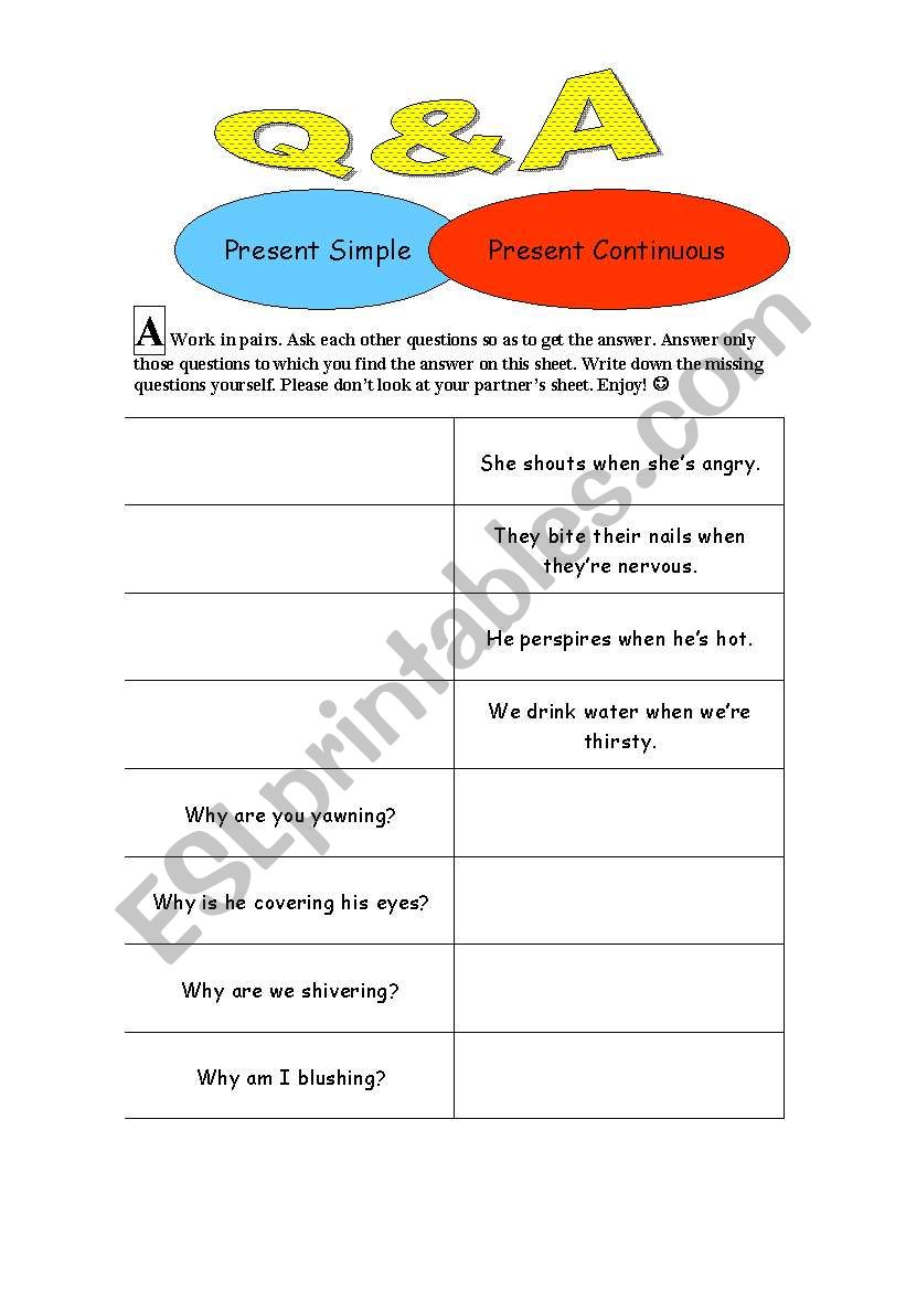 Emotions Activity - Oral + written Q&A