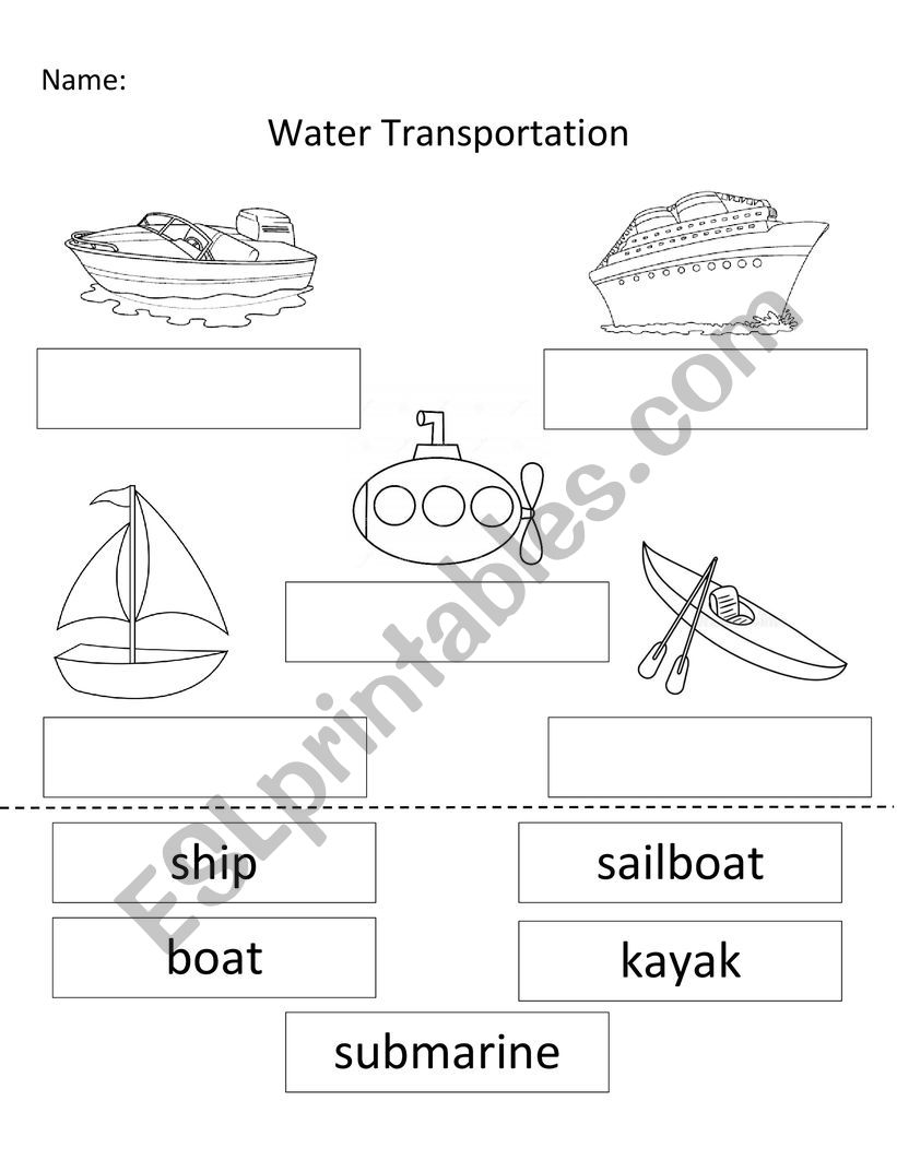 Water Transportation worksheet