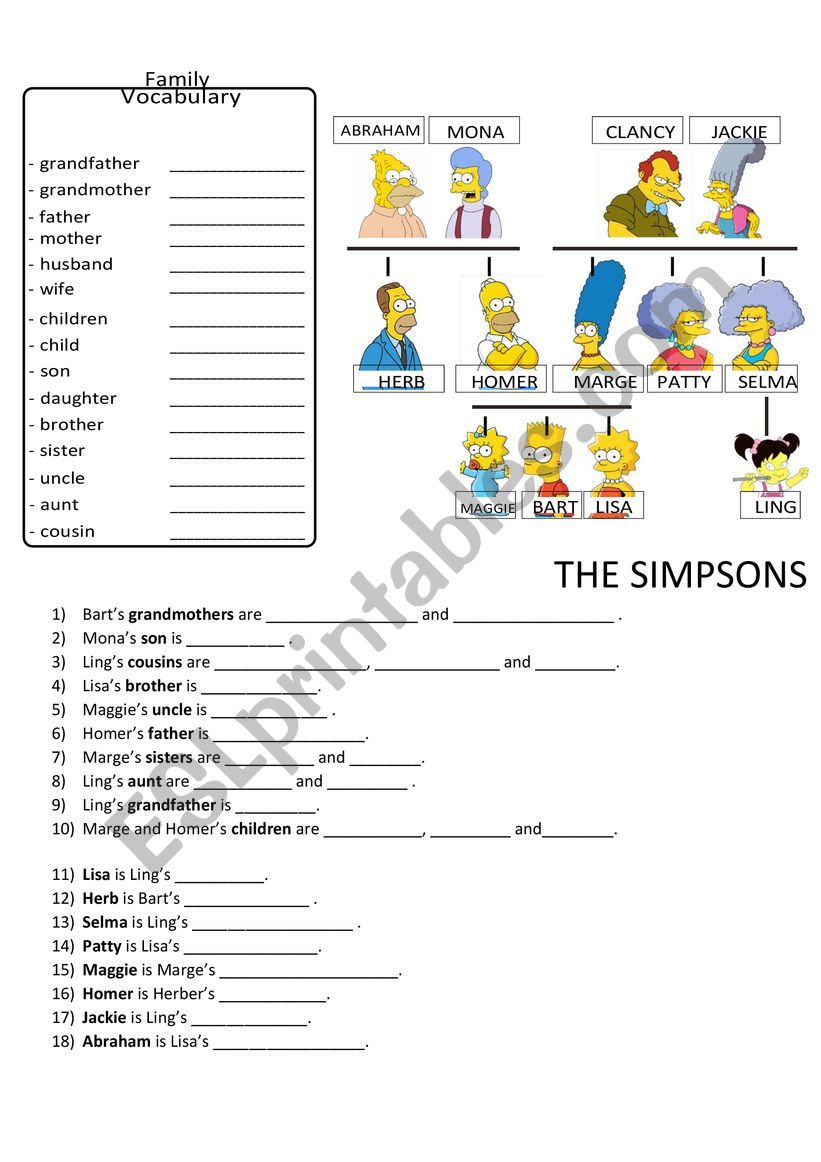 The Simpsons�s Family Tree worksheet