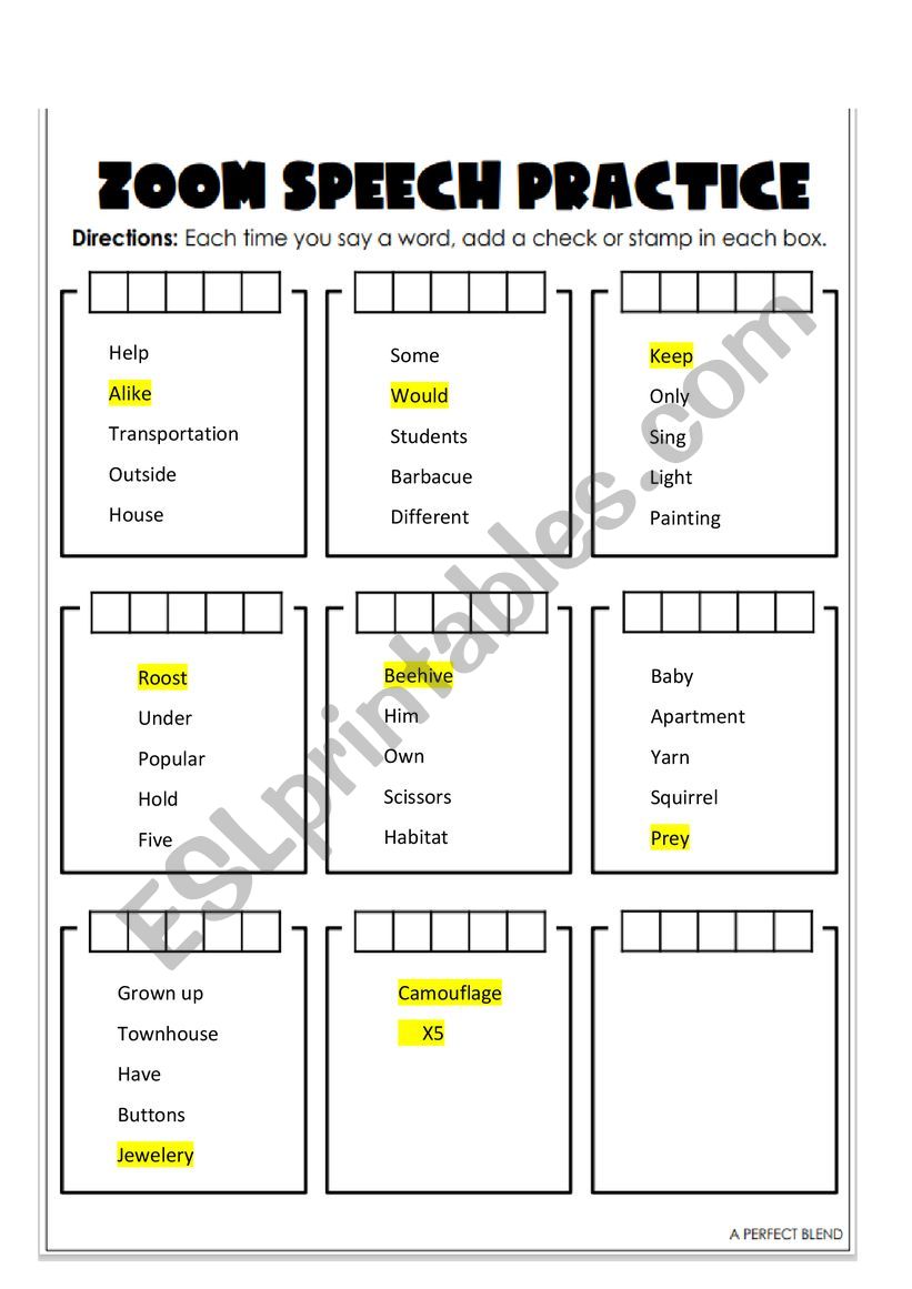 speach practice  worksheet