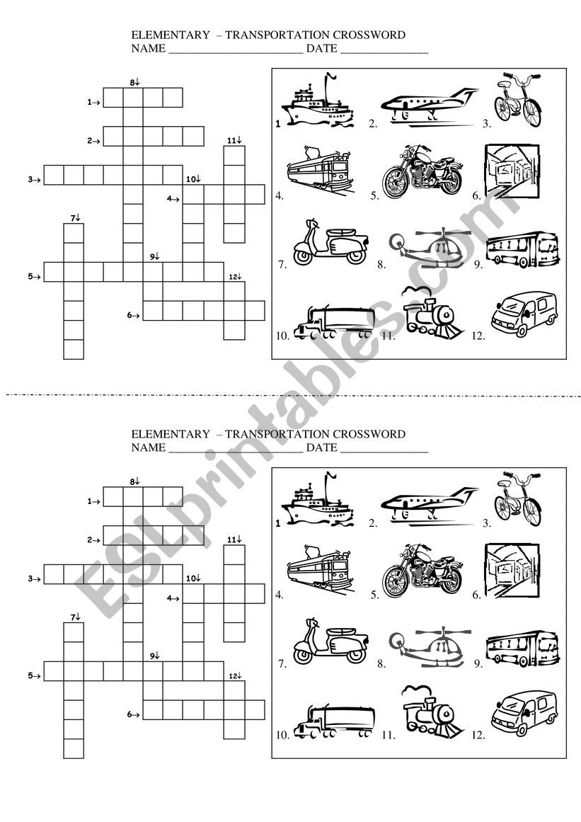 Transportation worksheet