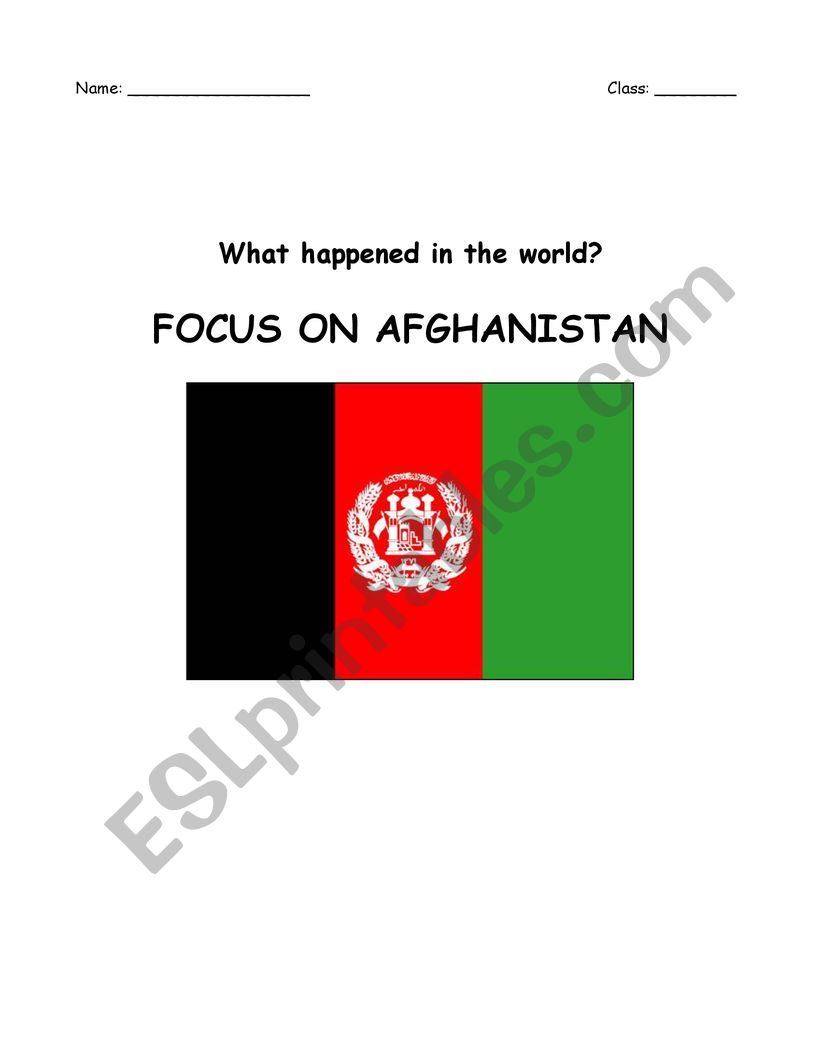 Focus on Afghanistan worksheet