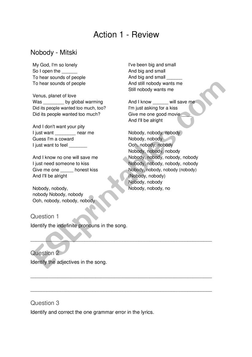 Music Activities worksheet