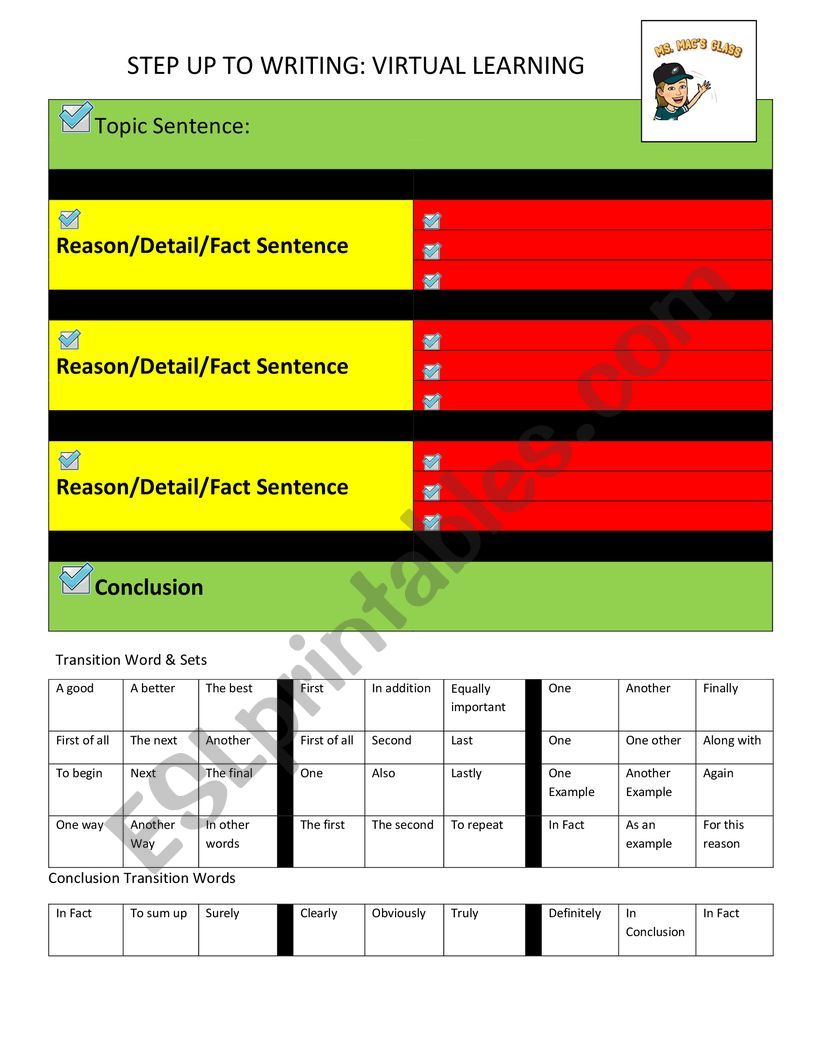 step up to writing worksheet