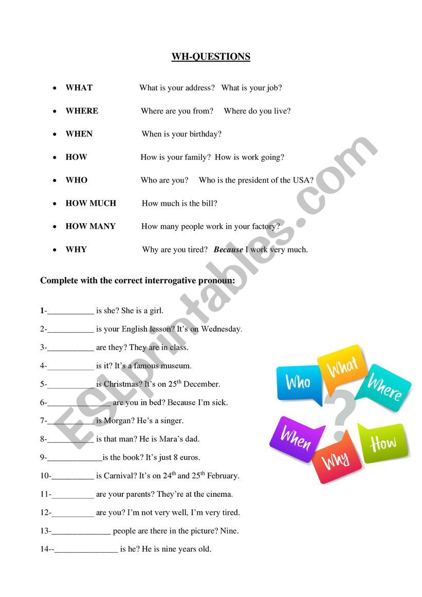 WH questions  worksheet