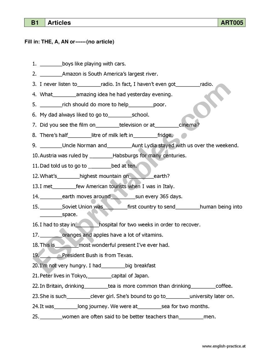 definite and indefinite articles