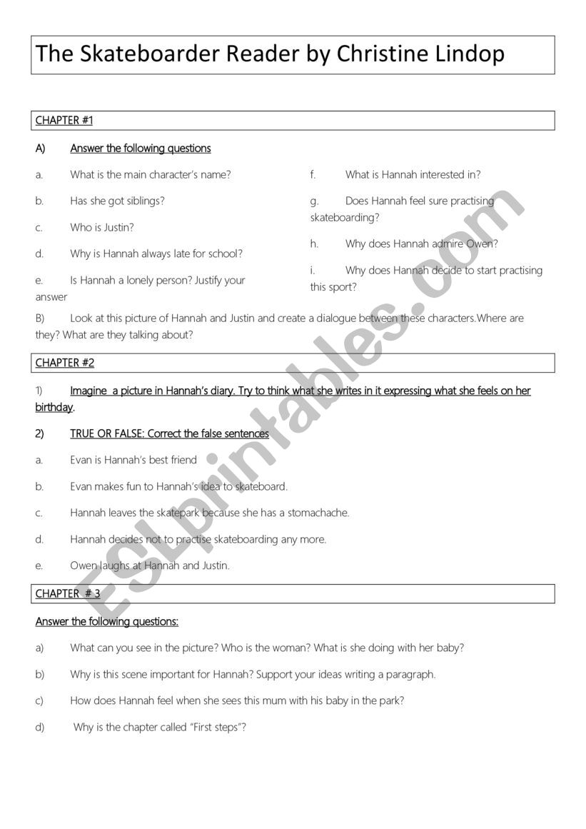 The Skateboarder Reader worksheet