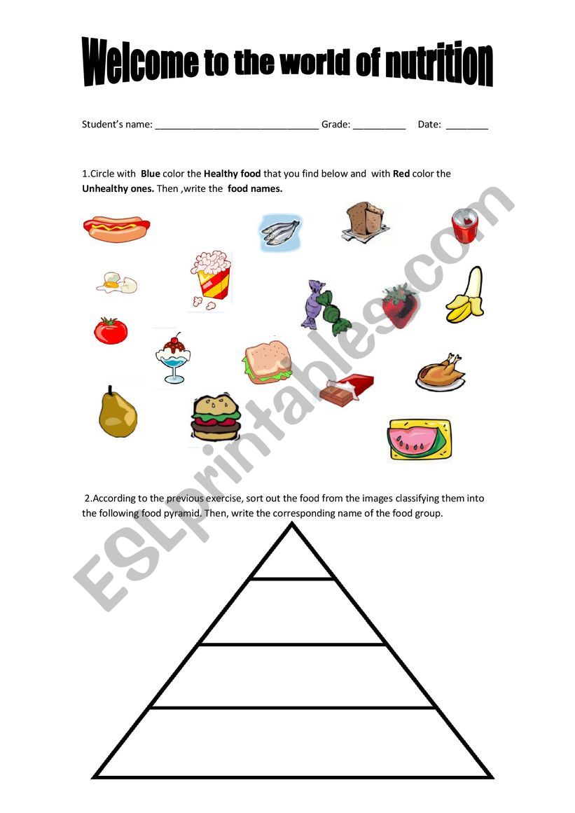 Healthy food worksheet