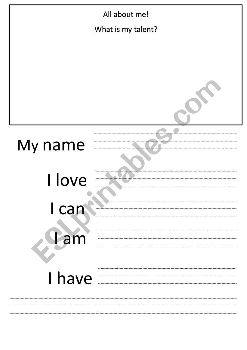 Writing exercise worksheet