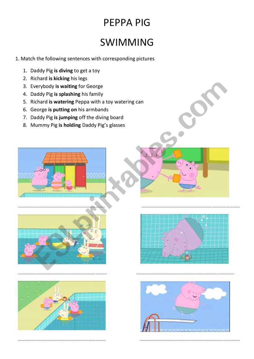 Peppa Pig Swimming Present Continuous