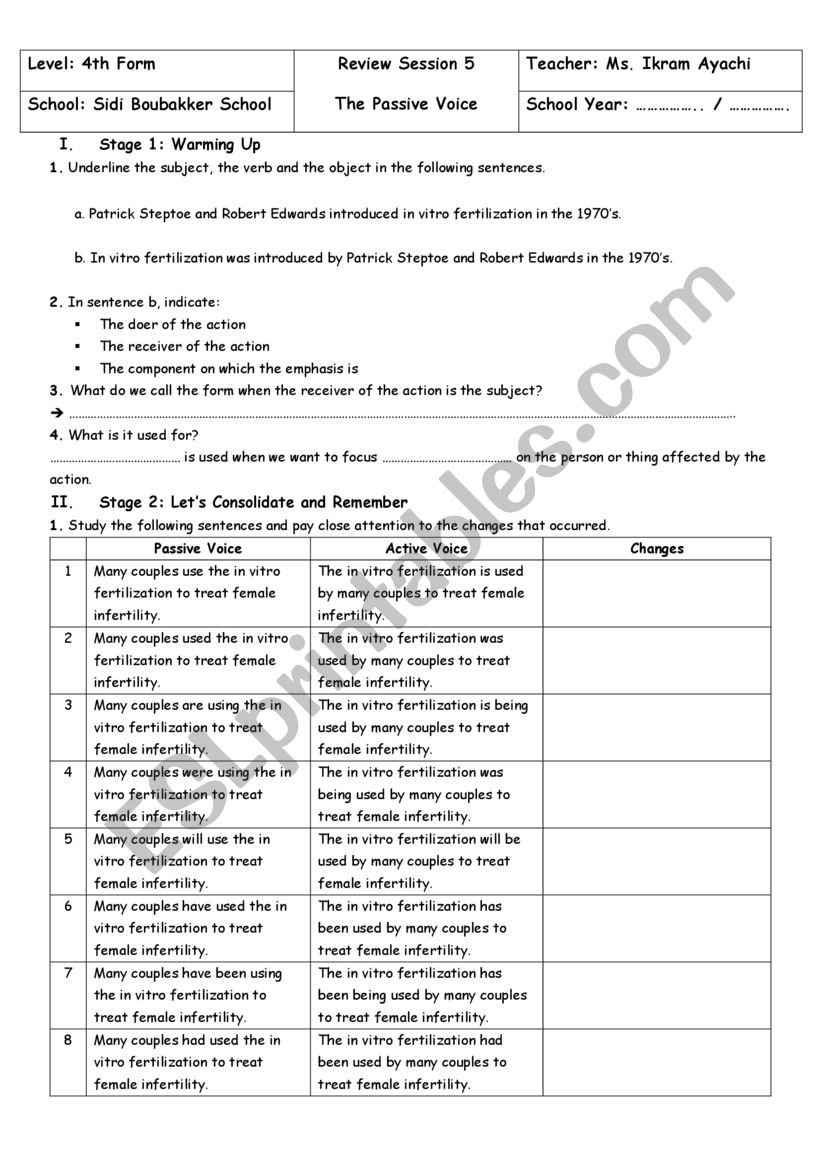 4th Form - Review - Passive Voice