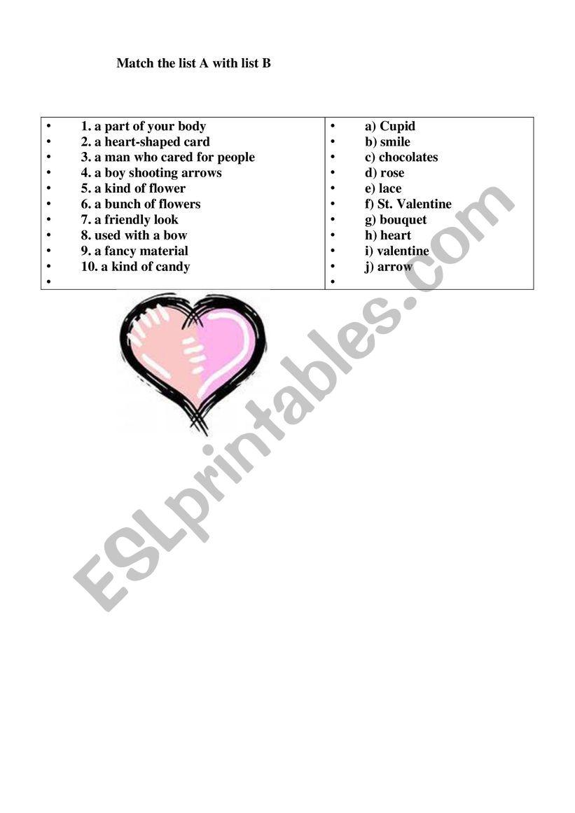 Saint Valentine�s day worksheet