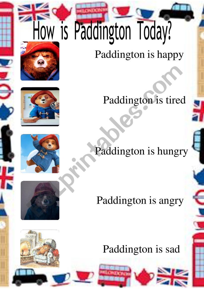 Paddignton�s feelings worksheet