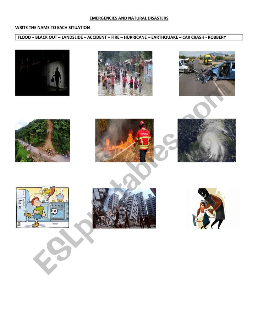 Emergencies y natural disasters