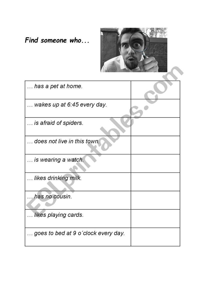 Find someone who... worksheet