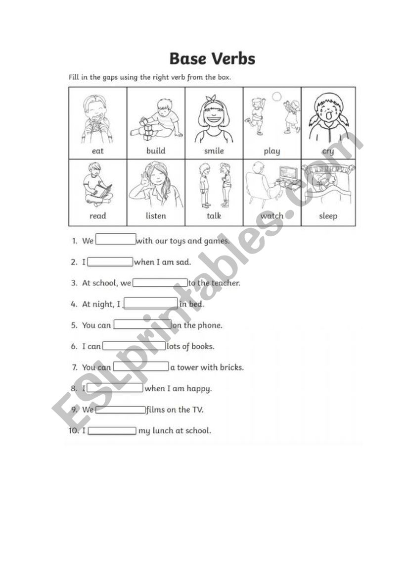 Classroom verbs worksheet