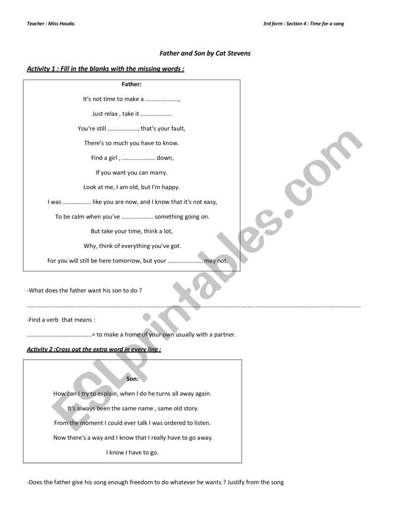 module 1 section 4 third form worksheet