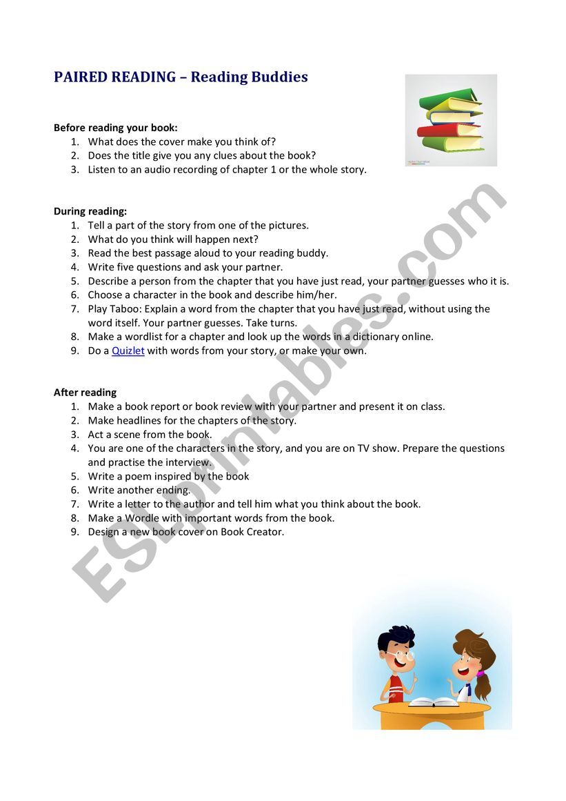 Reading Buddies worksheet