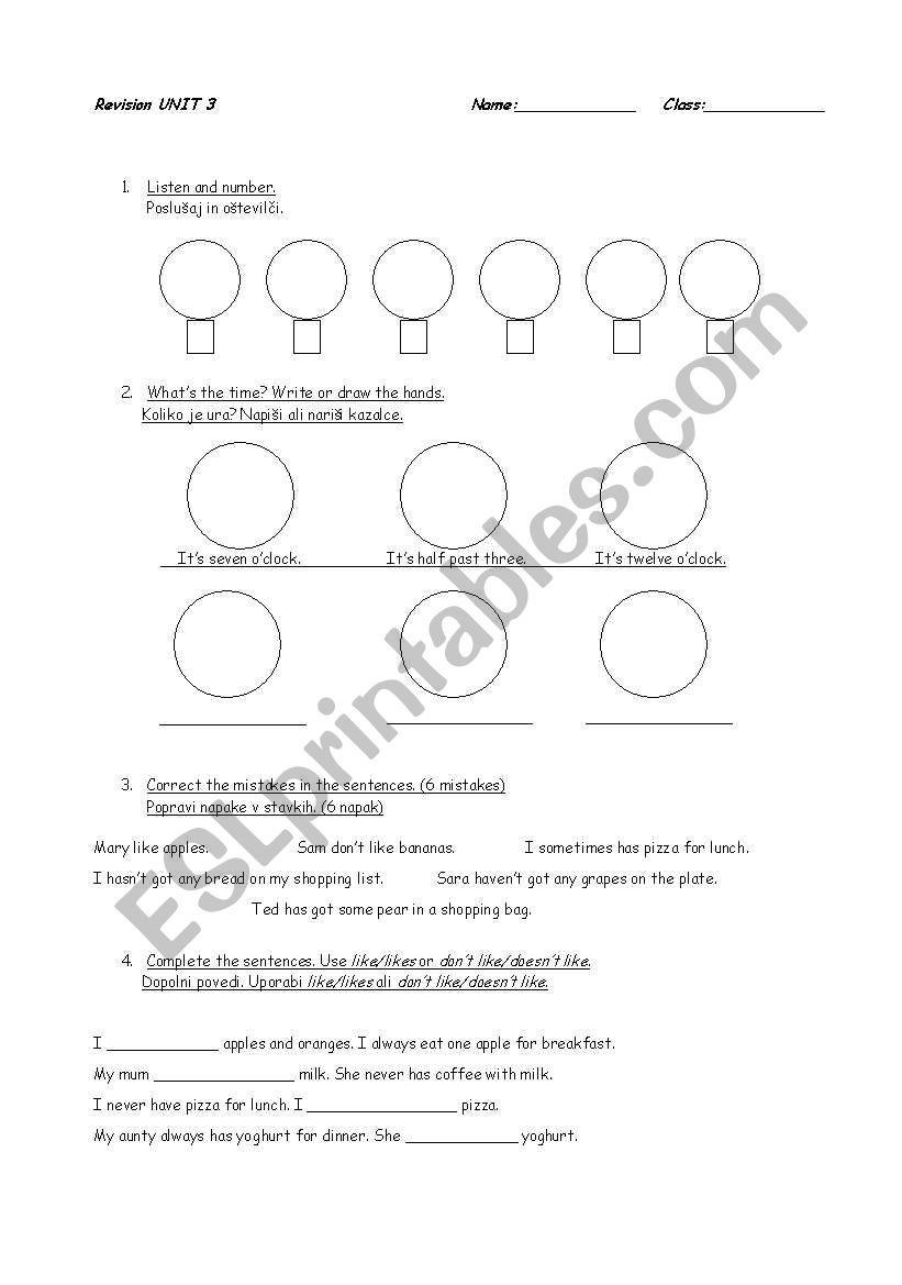 Revision paper worksheet